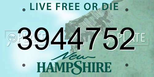 3944752 New Hampshire License Plate