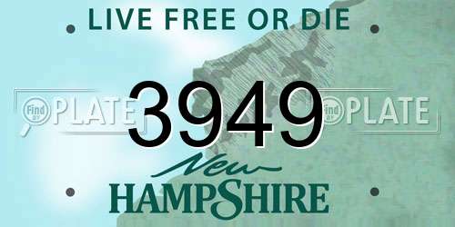 3949 New Hampshire License Plate