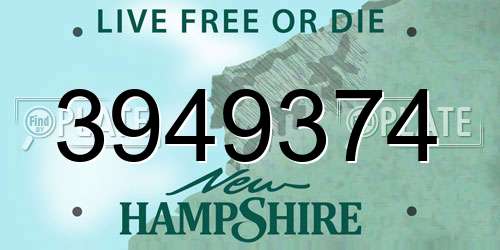 3949374 New Hampshire License Plate