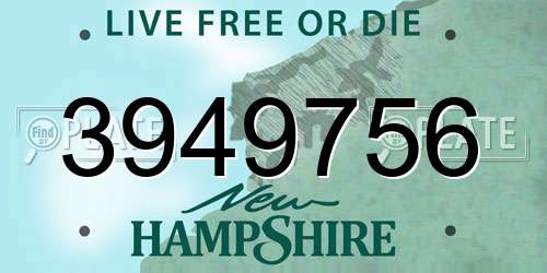 3949756 New Hampshire License Plate