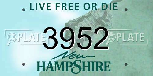 3952 New Hampshire License Plate
