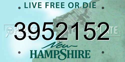 3952152 New Hampshire License Plate