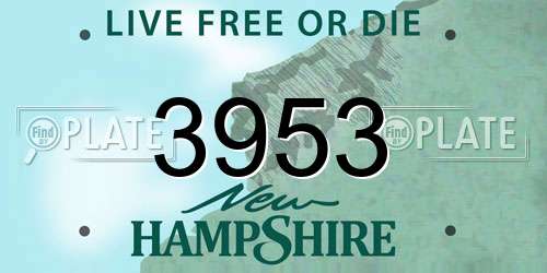 3953 New Hampshire License Plate