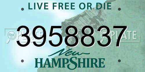3958837 New Hampshire License Plate