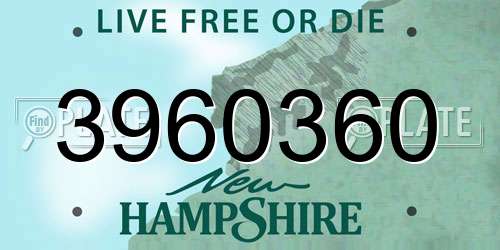 3960360 New Hampshire License Plate