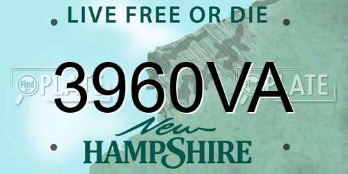 3960VA New Hampshire License Plate