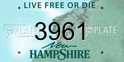 3961 New Hampshire License Plate