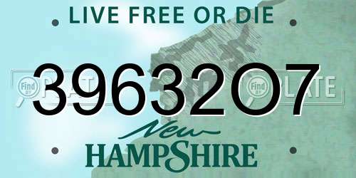 39632O7 New Hampshire License Plate