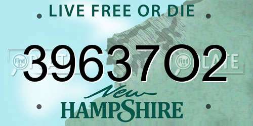 39637O2 New Hampshire License Plate