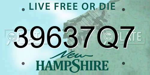 39637Q7 New Hampshire License Plate