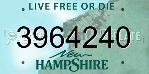3964240 New Hampshire License Plate