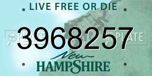 3968257 New Hampshire License Plate