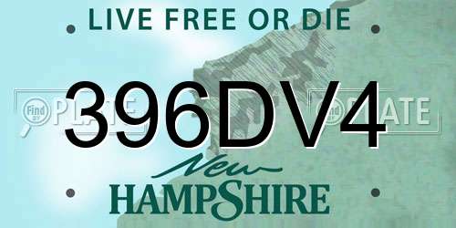 396DV4 New Hampshire License Plate