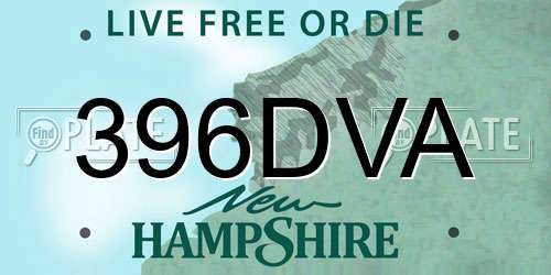 396DVA New Hampshire License Plate
