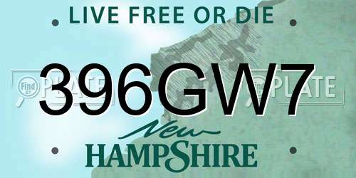 396GW7 New Hampshire License Plate