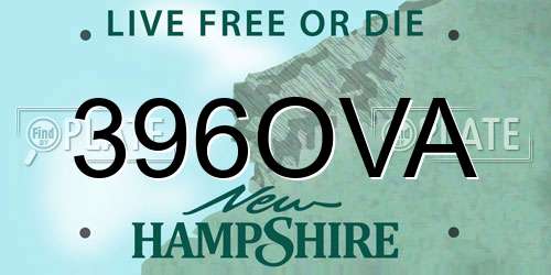 396OVA New Hampshire License Plate