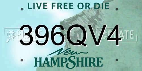 396QV4 New Hampshire License Plate