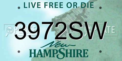 3972SW New Hampshire License Plate