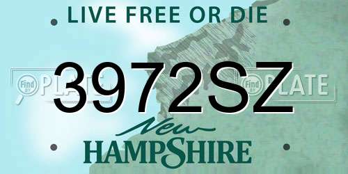 3972SZ New Hampshire License Plate