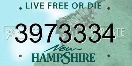 3973334 New Hampshire License Plate