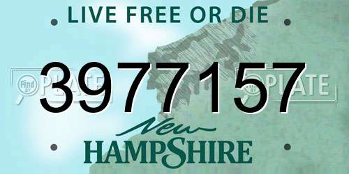 3977157 New Hampshire License Plate