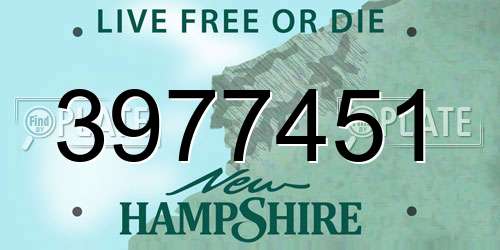 3977451 New Hampshire License Plate
