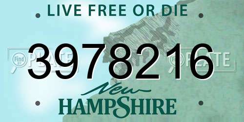 3978216 New Hampshire License Plate