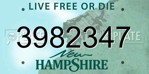 3982347 New Hampshire License Plate