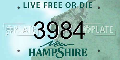 3984 New Hampshire License Plate