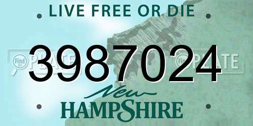 3987024 New Hampshire License Plate