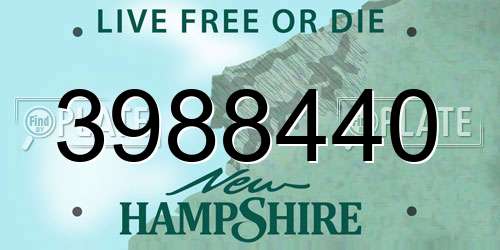 3988440 New Hampshire License Plate