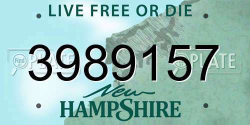 3989157 New Hampshire License Plate
