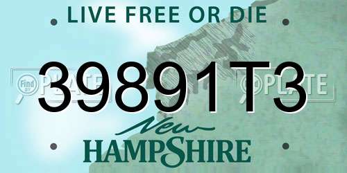 39891T3 New Hampshire License Plate
