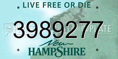3989277 New Hampshire License Plate