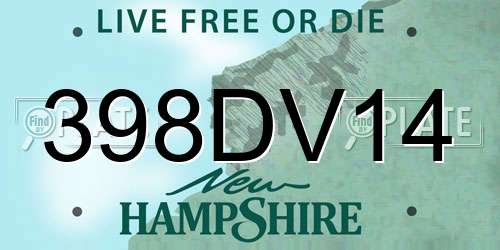 398DV14 New Hampshire License Plate
