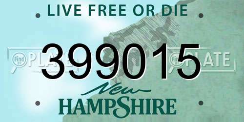 399015 New Hampshire License Plate
