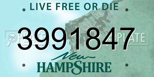 3991847 New Hampshire License Plate