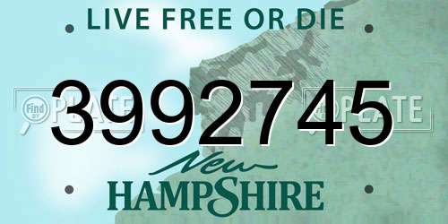 3992745 New Hampshire License Plate