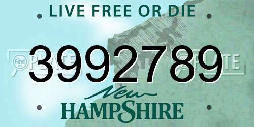 3992789 New Hampshire License Plate