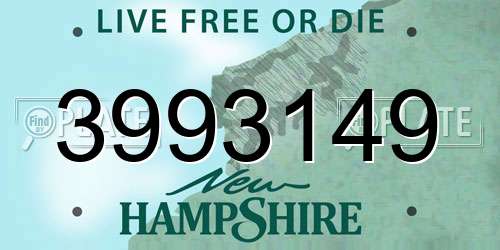 3993149 New Hampshire License Plate