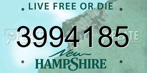 3994185 New Hampshire License Plate