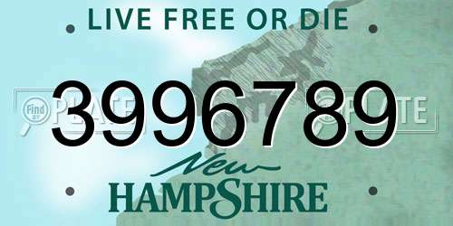 3996789 New Hampshire License Plate
