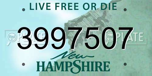 3997507 New Hampshire License Plate