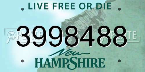 3998488 New Hampshire License Plate