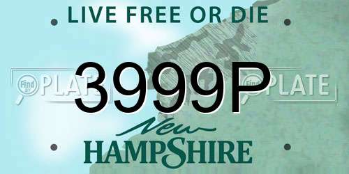 3999P New Hampshire License Plate