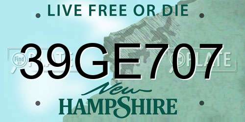 39GE707 New Hampshire License Plate