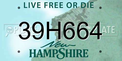 39H664 New Hampshire License Plate
