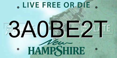 3A0BE2T New Hampshire License Plate