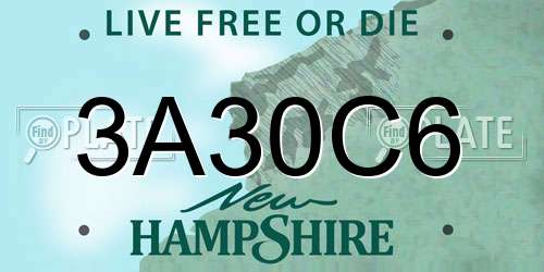 3A30C6 New Hampshire License Plate