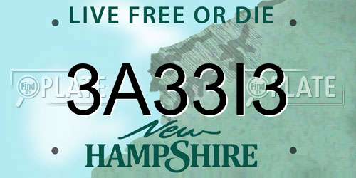 3A33I3 New Hampshire License Plate